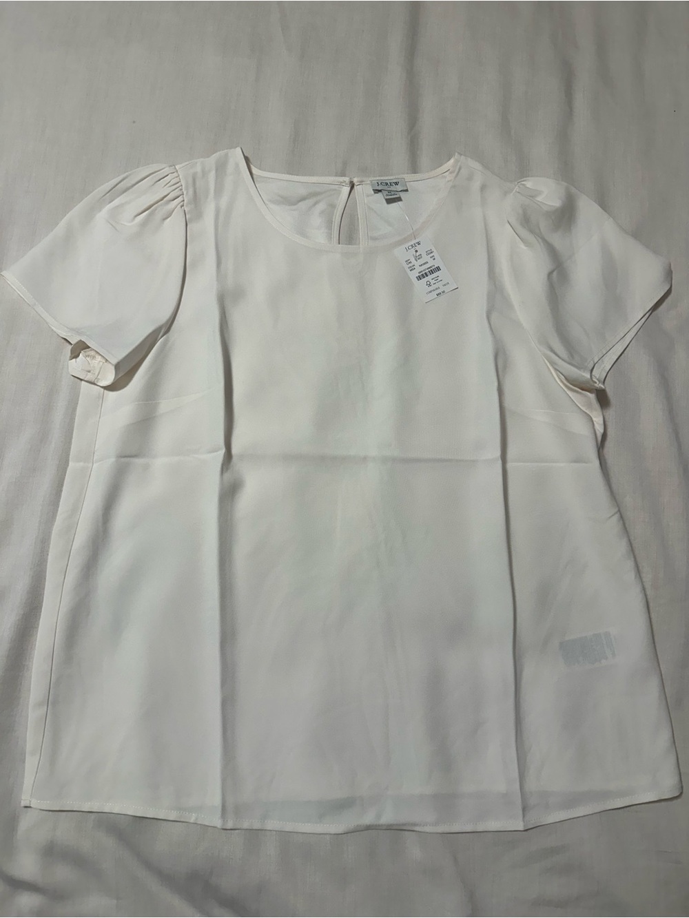 J. Crew Ivory Short Puff Sleeve Blouse NWT